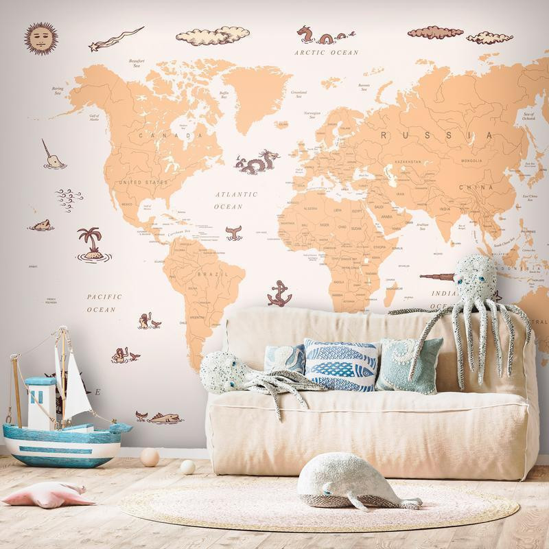 34,00 € Fototapeet - Sea Wolf Map - Countries With Pirate Illustrations