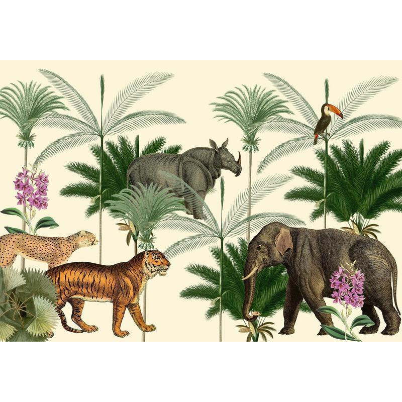 34,00 € Fototapeet - Jungle Land With Animals in the Style of Old Engravings