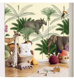 Fototapeta - Jungle Land With Animals in the Style of Old Engravings