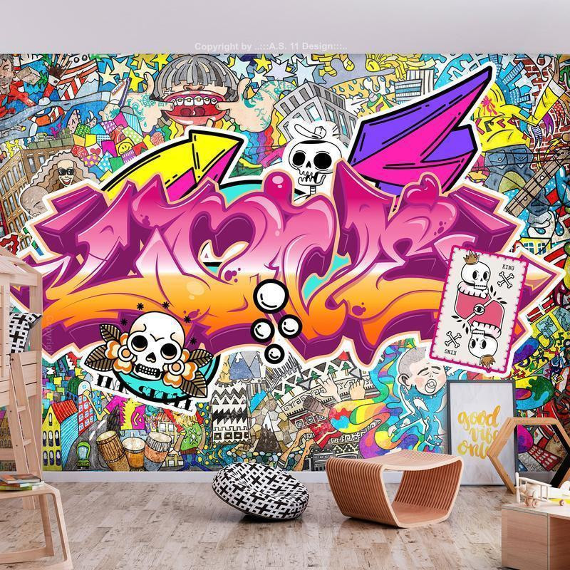 34,00 € Fotomural - Street art - abstract urban colour graffiti mural with lettering
