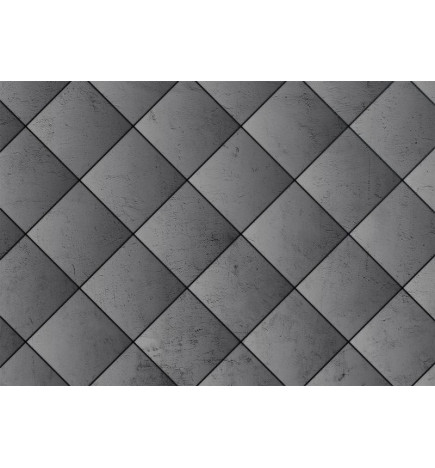 Fotomural - Grey symmetry - geometric pattern in concrete pattern with black joints