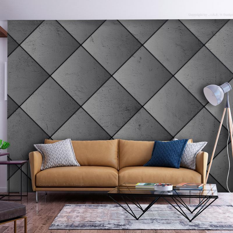 34,00 € Fototapeta - Grey symmetry - geometric pattern in concrete pattern with black joints