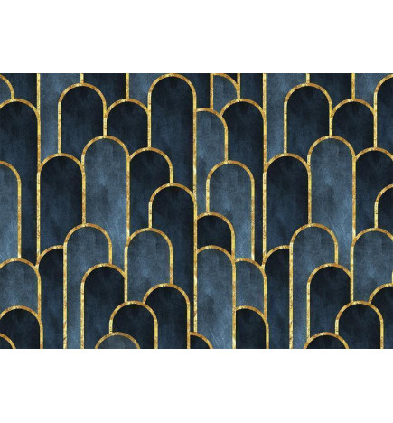 Fotobehang - Gold and Navy Blue Pattern