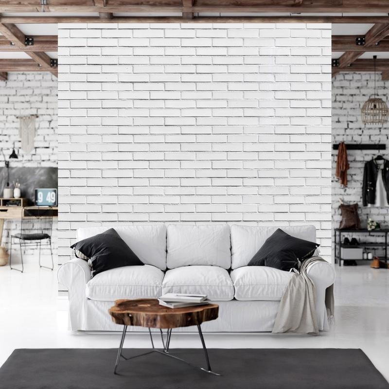 34,00 € Fotobehang - Snow Brick - Pattern Imitating a Brick Wall in White