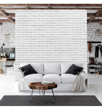 Fotomural - Snow Brick - Pattern Imitating a Brick Wall in White