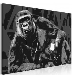 Schilderij - Pop Art Monkey (1 Part) Narrow Grey