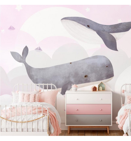 fotomurale per bambini con le balene - arredalacasa