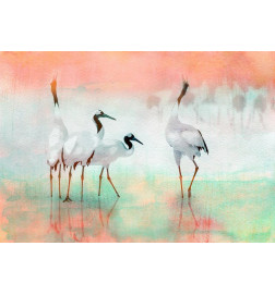 Fotobehang - Cranes in Pastels