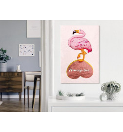 Schilderij - Flamingo in Love (1 Part) Vertical