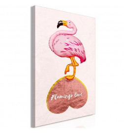 Schilderij - Flamingo in Love (1 Part) Vertical