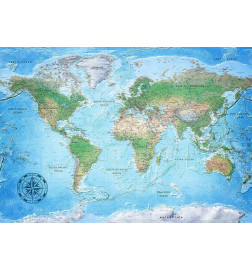 34,00 € Fotomural - Traditional world map - continents with inscriptions in English and compass