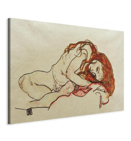 Canvas Print - Crouched Girl With Bowed Head