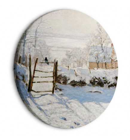 Round Canvas Print - Claude Monet’s Magpie - Normandy’s Painted Winter Landscape