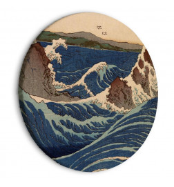 Apvalus paveikslas ant drobės - Woodcut Utagawa Hiroshige - Great Blue Wave