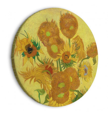 Apvalus paveikslas ant drobės - Sunflowers (Vincent van Gogh)