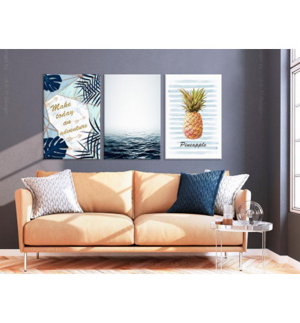 Schilderij - Pineapple Quote (3 Parts)