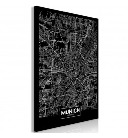 Canvas Print - Dark Map of Munich (1 Part) Vertical