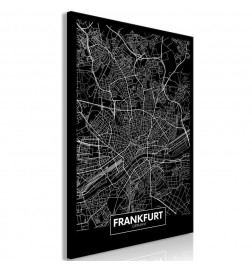 Schilderij - Dark Map of Frankfurt (1 Part) Vertical