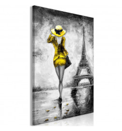 Leinwandbild - Parisian Woman (1 Part) Vertical Yellow