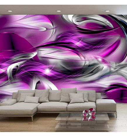 Mural de parede - Abstract rough sea - composition with illusion of purple waves