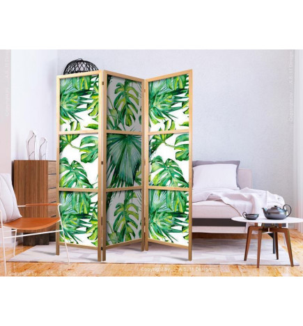 Japanese Room Divider - Monstera and Palm Leaves I