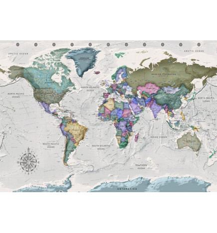 Fotomural - Geography study - world map with signed countries in English