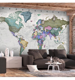 Fototapeet - Geography study - world map with signed countries in English