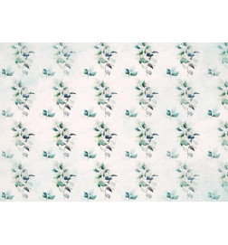 Foto tapete - Mint green nature - solid floral pattern with green leaves