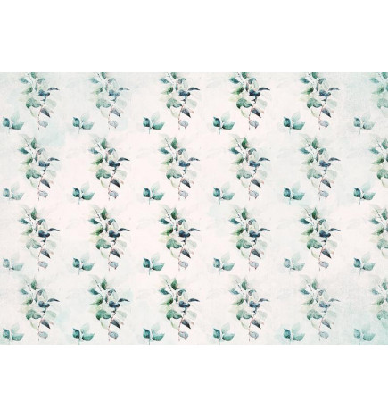 Fototapete - Mint green nature - solid floral pattern with green leaves