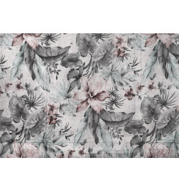 34,00 € Fototapeta - Nature in retro style - landscape with leaves and flowers in grey tones
