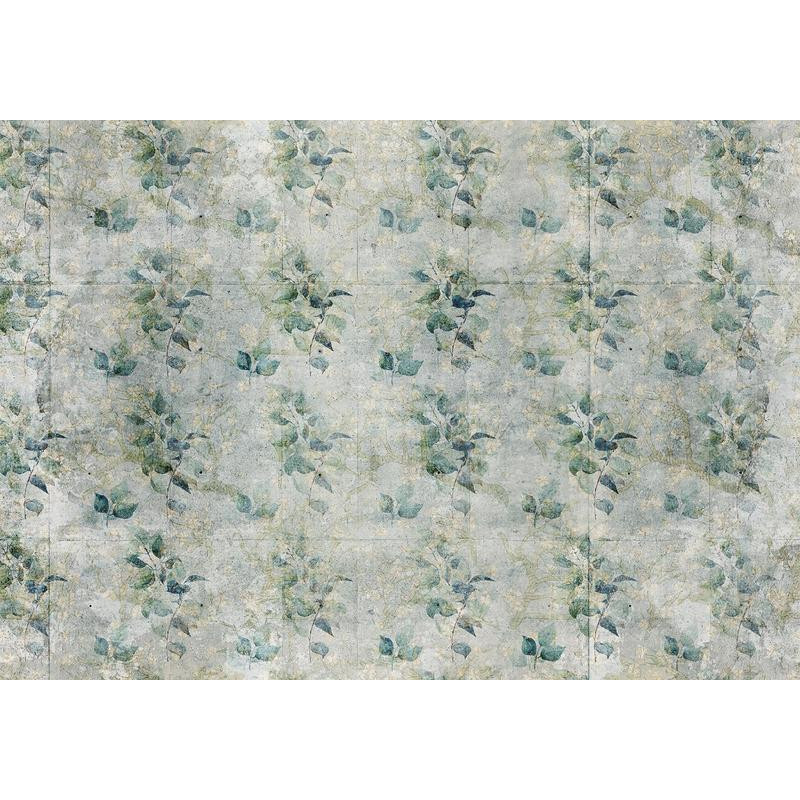 34,00 € Fotobehang - Mint tones - green leaf bouquets on a retro patterned background