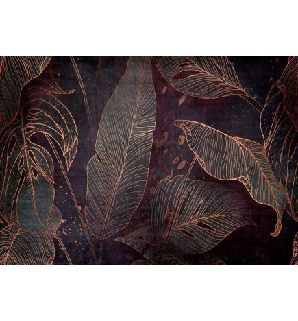 Fotomurale con delle foglie oscure - Arredalacasa