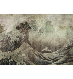 Fototapete - Great wave in Kanagwa in retro style - landscape of rough sea
