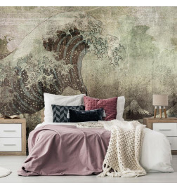 Wall Mural - Great wave in Kanagwa in retro style - landscape of rough sea
