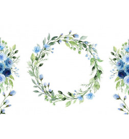 Fototapetas - Romantic wreath - plant motif with blue flowers and leaves