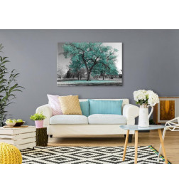 Canvas Print - Autumn in the Park (1 Part) Wide Turquoise