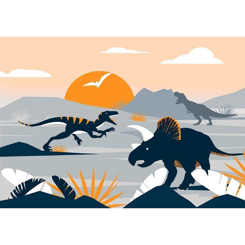 34,00 €Mural de parede - Last dinosaurs with orange - abstract landscape for a room