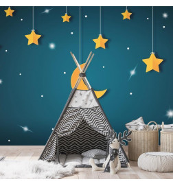 Mural de parede - Skyline - turquoise night sky landscape with stars for children