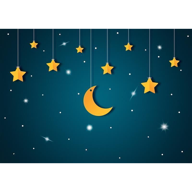 34,00 €Carta da parati per bambini - Skyline - turquoise night sky landscape with stars for children
