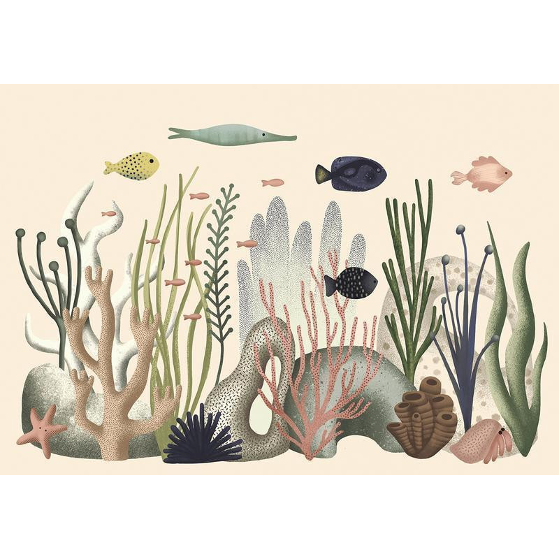 34,00 € Fotomural - Underwater World - Fish and Corals in Pastel Colours