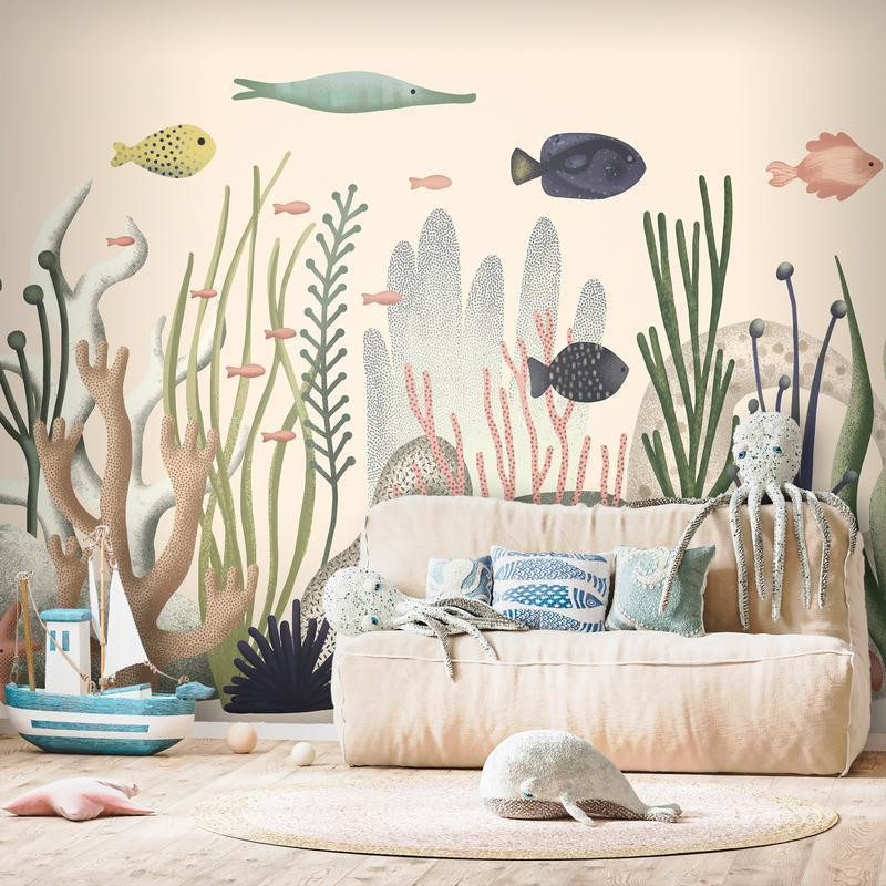 34,00 € Fototapete - Underwater World - Fish and Corals in Pastel Colours