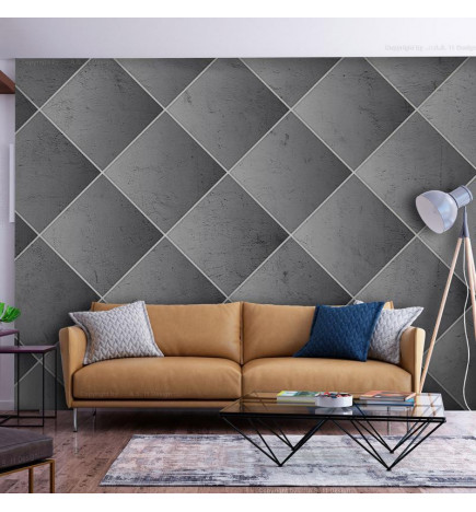 34,00 € Fotobehang - Grey symmetry - geometric concrete pattern with white joints