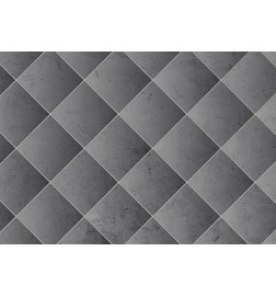 Fototapeet - Grey symmetry - geometric concrete pattern with white joints