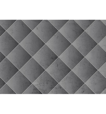 Fototapeet - Grey symmetry - geometric concrete pattern with white joints