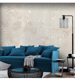 Mural de parede - Flowing shapes - abstract beige and white background in patterned compositions