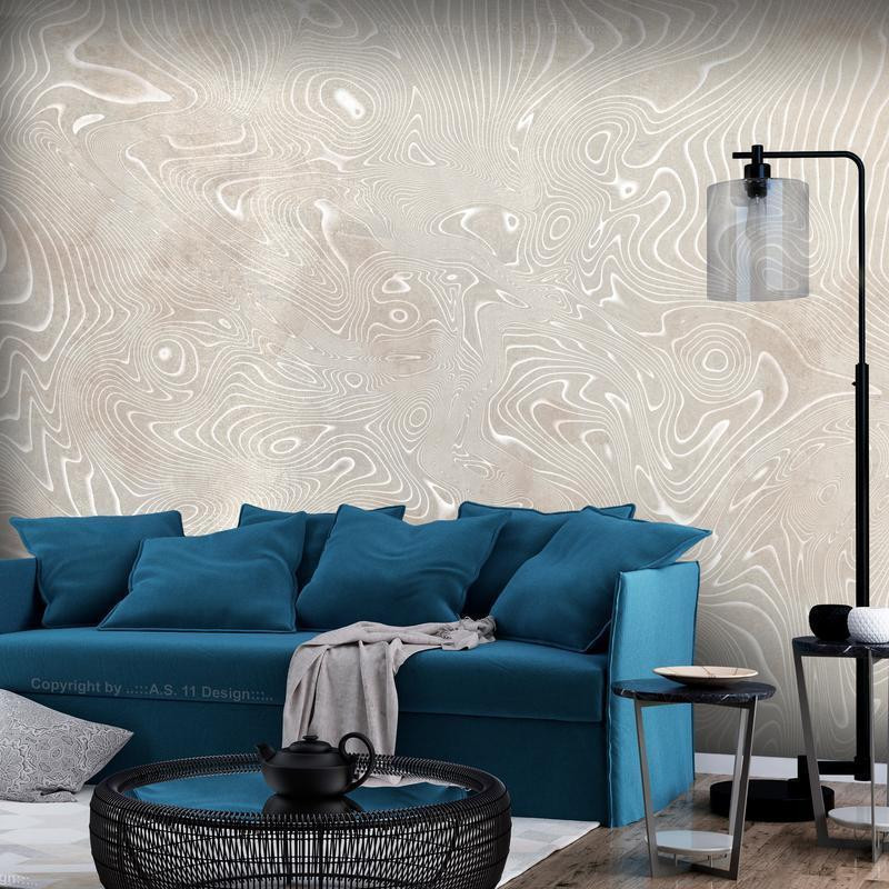 34,00 € Fotomural - Flowing shapes - abstract beige and white background in patterned compositions