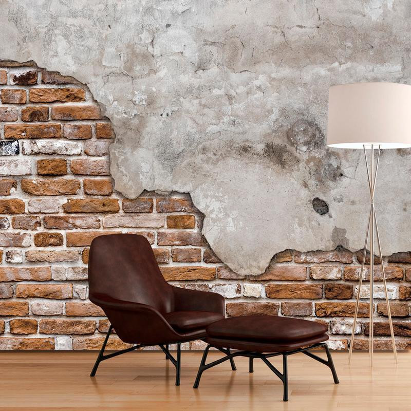 34,00 € Fototapeta - Futuristic duet - concrete tile on old brick background