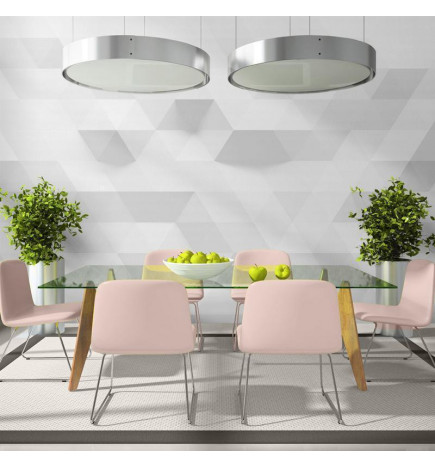 Wall Mural - Harmony of triangles - geometric illusion of grey and white elements