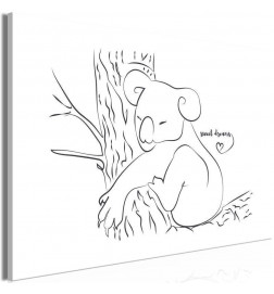 Schilderij - Quiet Charm of Nature (1-part) - Sleeping Koala in Black and White