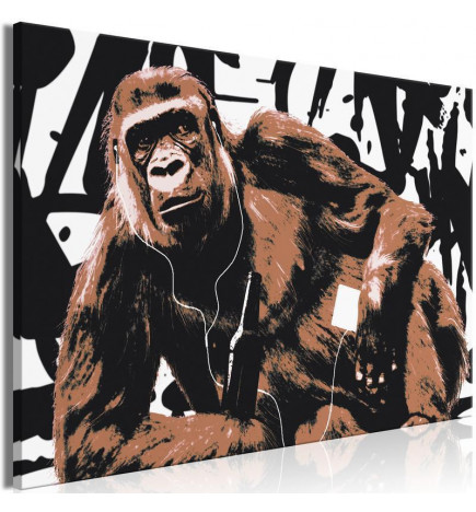 Schilderij - Pop Art Monkey (1 Part) Narrow Brown